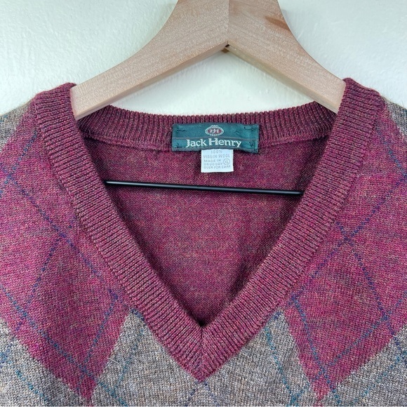 Jack Henry 100% Virgin Wool Argyle Mens Vest Size XL - Picture 5 of 9